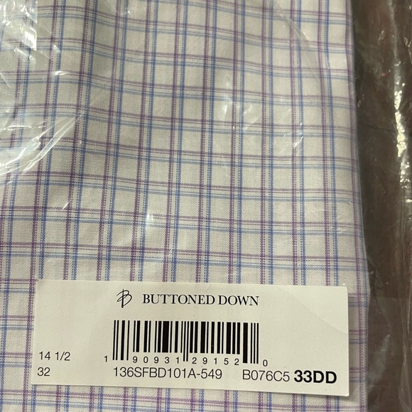 Buttoned Down Men's Tailored Fit Button Collar Pattern Dress Shirt. NBW - Picture 4 of 5